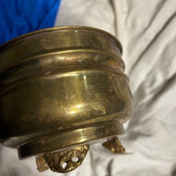 4.5" solid brass vintage pot container planter decor decoration boho - Picture 3 of 5